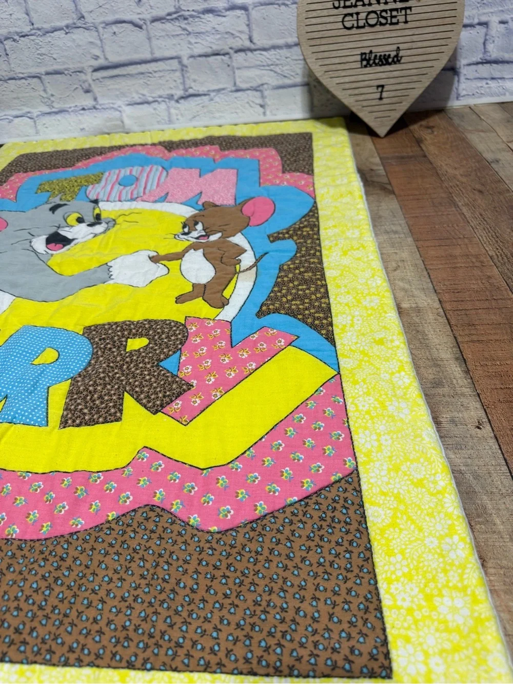 Vintage 1980 Tom & Jerry  Children’s Or Crib Size Quilted Blanket Handmade